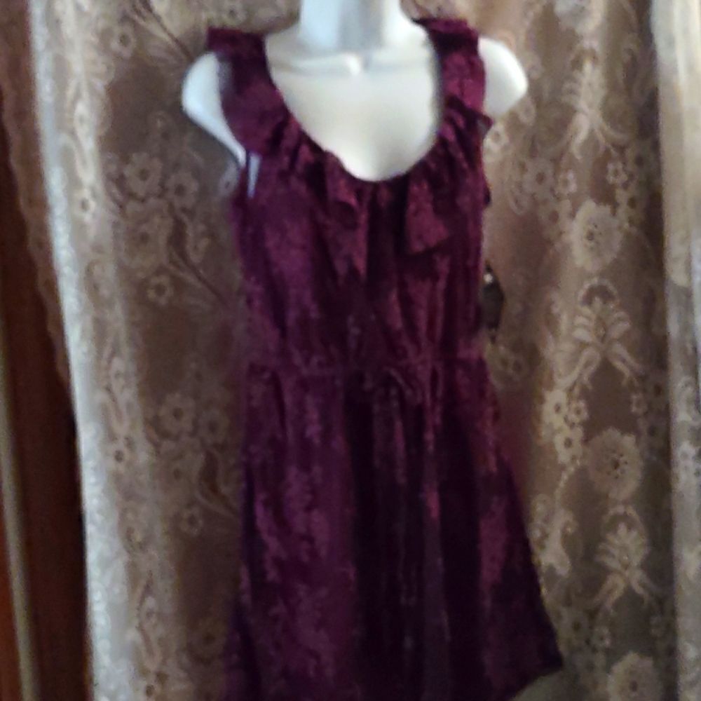 New BeBop Purple Lace Pullover Junior Size M Elastic Waist Lined Dress